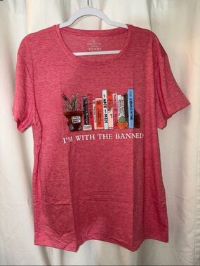 📕🆕📕 Heather Red Graphic Tee "I'm With The Banned" Size XL New In The Bag